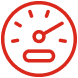 Red speedometer icon with arrow pointing right.