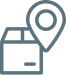 Package with location pin icon, indicating delivery tracking.